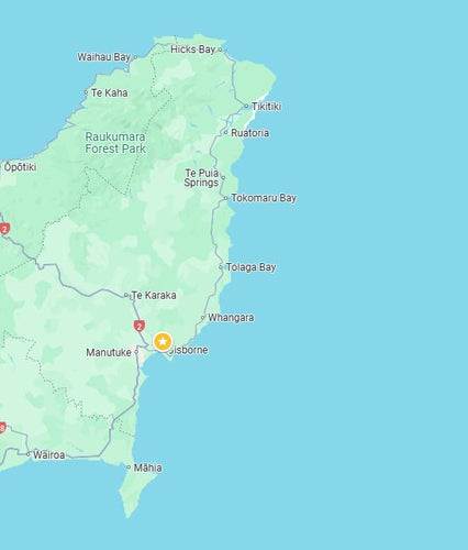 Map of Gisborne, East Cape and Mahia Peninsula