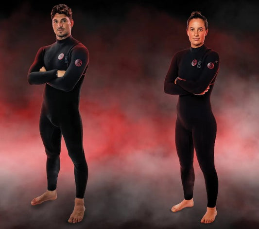 Gabriel Medina and female pro surfer wearing the Rip Curl Fusion wetsuit