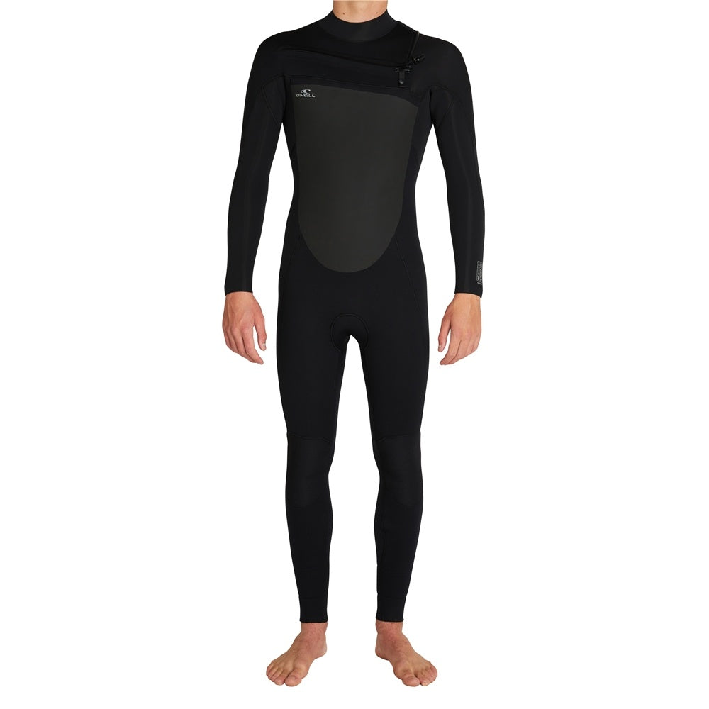 O'Neill Focus 3/2mm Chest Zip GBS Wetsuit in black from front