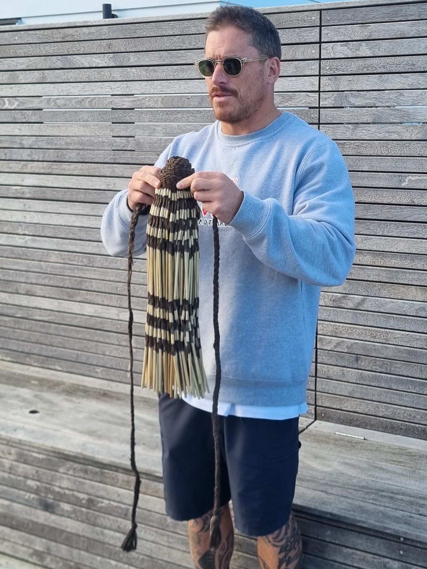 Wai-Tai Aotearoa Piu 4 Way Stretch Maori Boardshorts with piu-piu demonstration