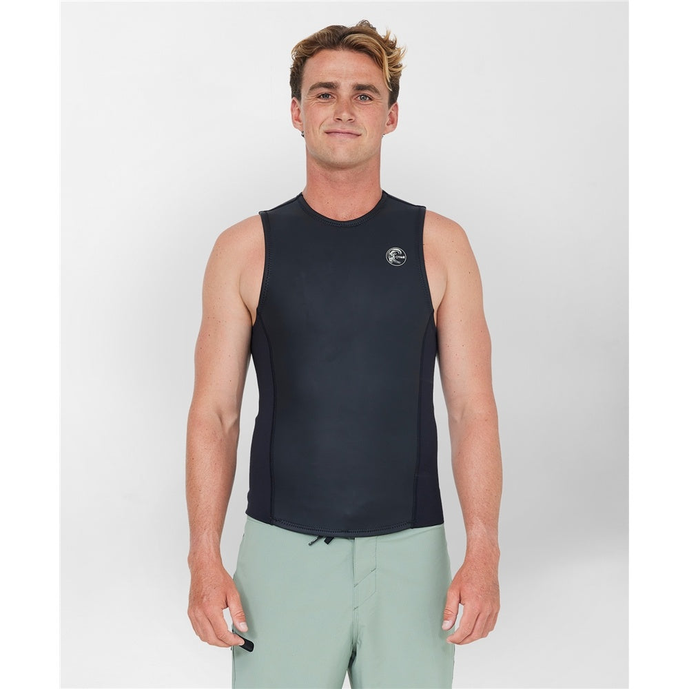 O'Neill Originals 2mm Sleeveless Wetsuit Vest in black on model from front