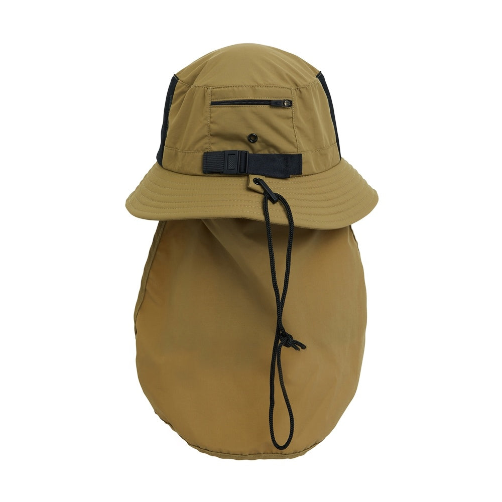 O'Neill Eclipse Bucket Surf Hat with back flap in khaki colourway from rear