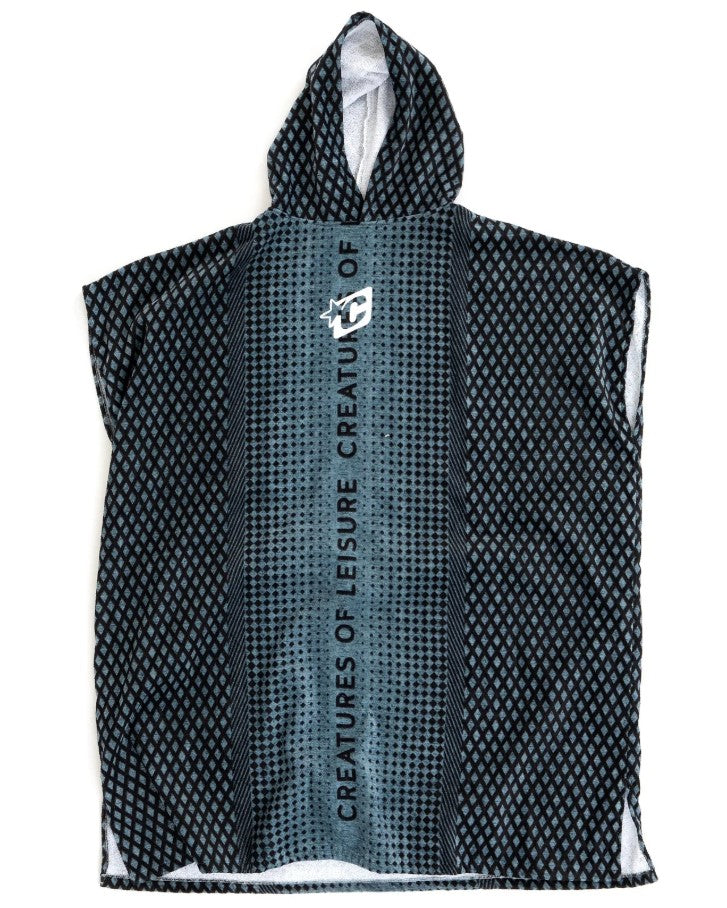 cross design in blue with text down the middle