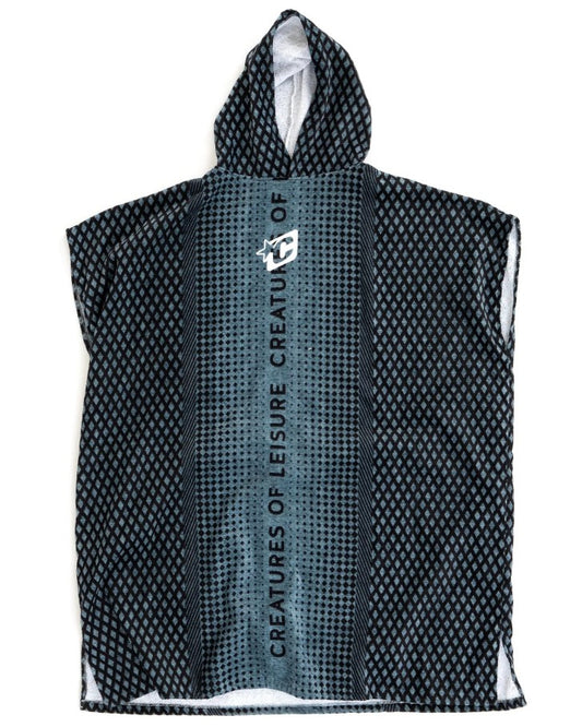 cross design in blue with text down the middle