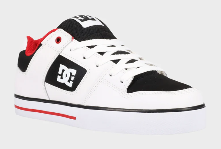 DC Shoes Pure Skate Shoes in white, black and red