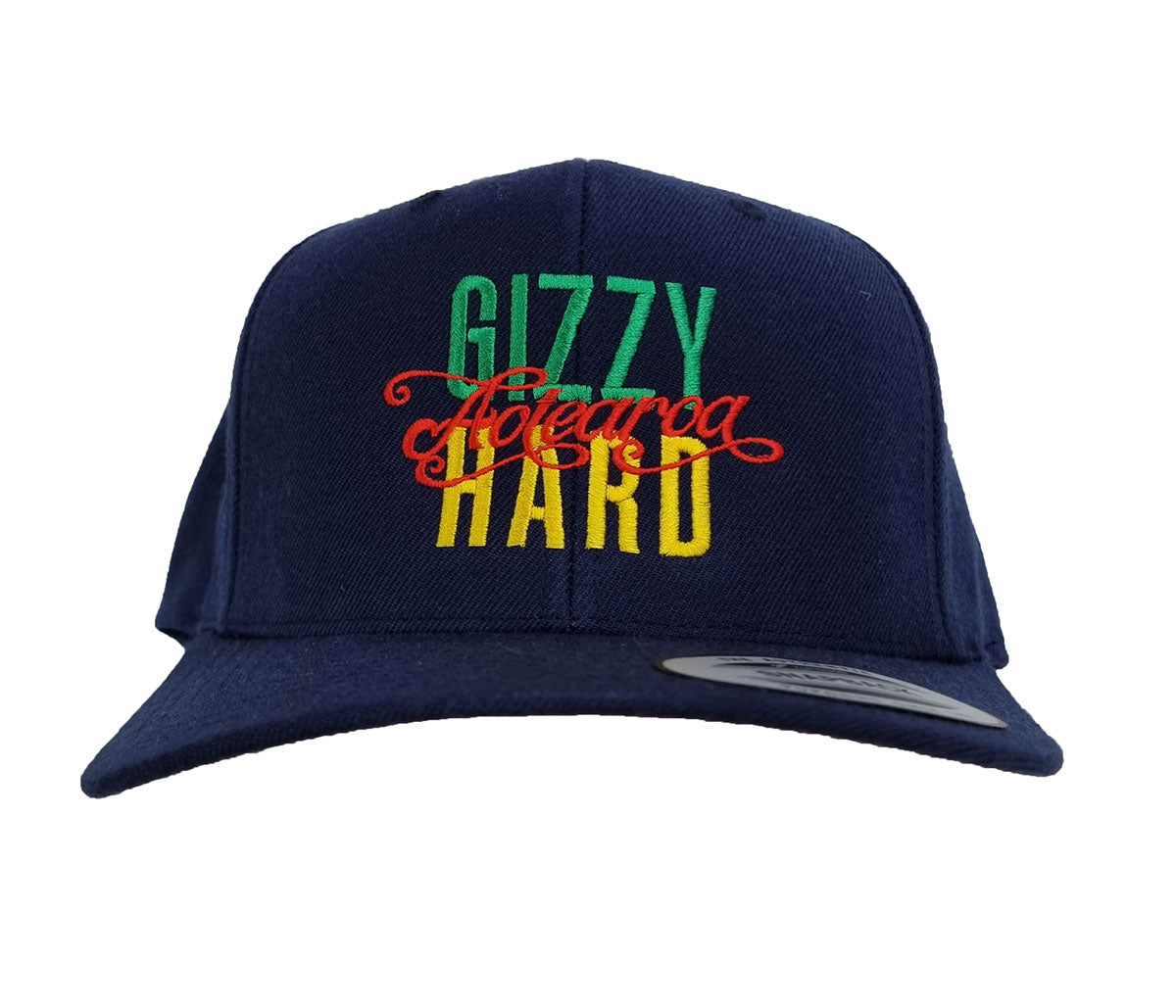 Gizzy Hard Aotearoa Flexfit Curved Peak Cap in navy