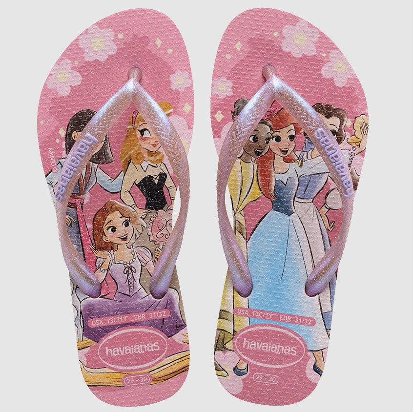 Pair of Havaianas Kids Slim Princess Jandals in Poey Rose colour