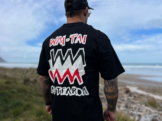 Wai-Tai Aotearoa Mura Black Red Heavyweight Tee