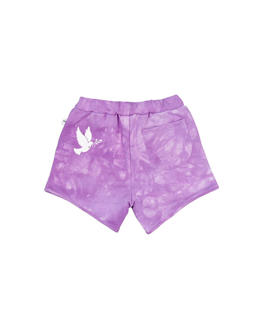 Kissed By Radicool Amethyst Tie Dye Shorts in purple from the rear