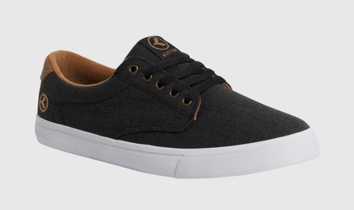 Kustom Asmus Shoes in colour black herring with tan inside and white sole