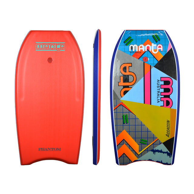 MANTA PHANTOM 44" PE BODYBOARD orange blue yellow grey sections