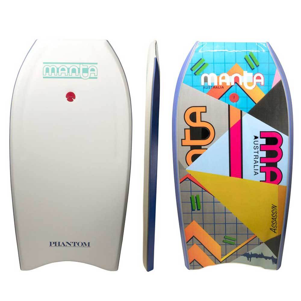 MANTA PHANTOM 44" PE BODYBOARD white blue tellow grey sections 