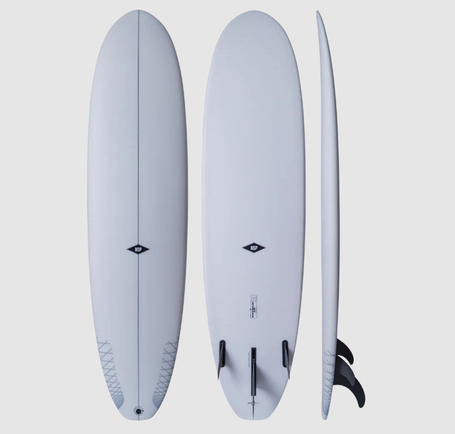 NSP Double Up 7'4 Protech 2 Epoxy Midlength Surfboard in white