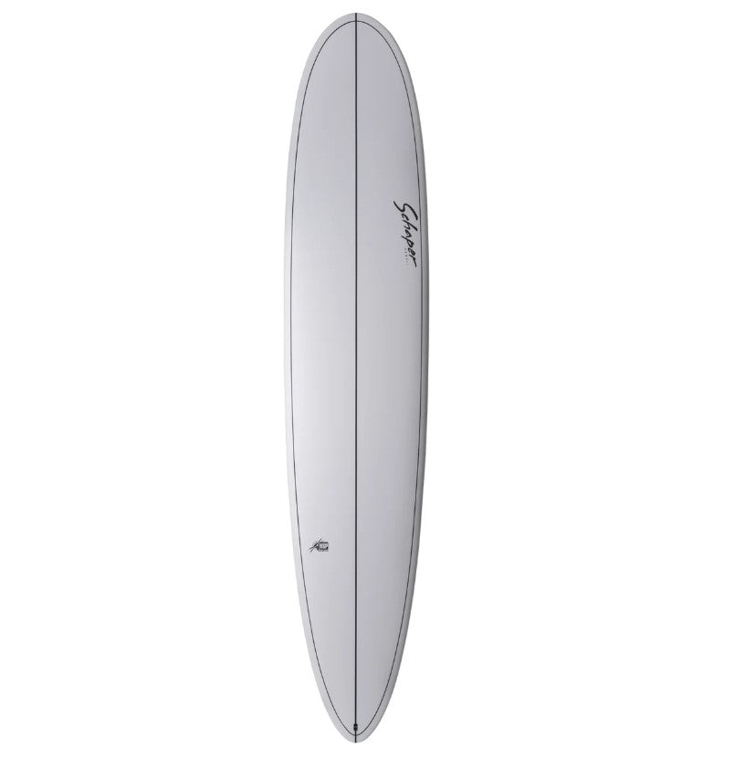 Shapers Union Pro-9 9'1 HDT Longboard in white showing deck view