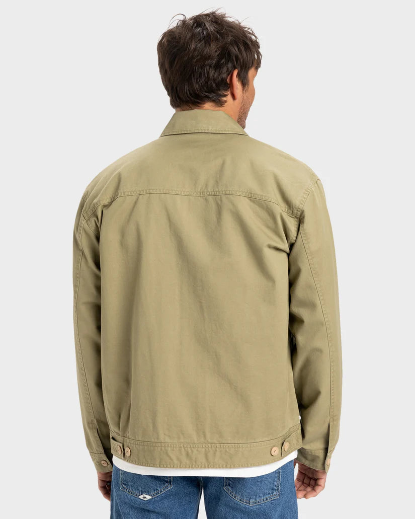 Quiksilver DNA Surf harrington Mens Jacket in colour aloe on model back
veiw