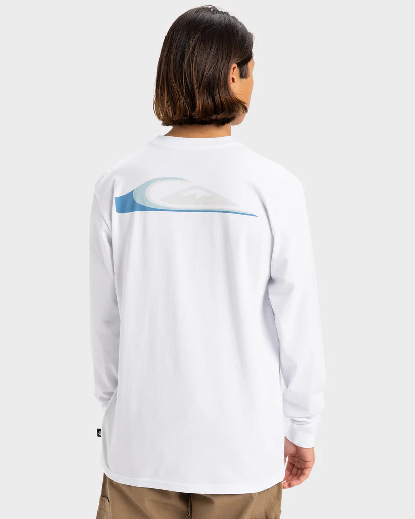Quiksilver Warp Drive LS Mens Tee in colour white on model back veiw