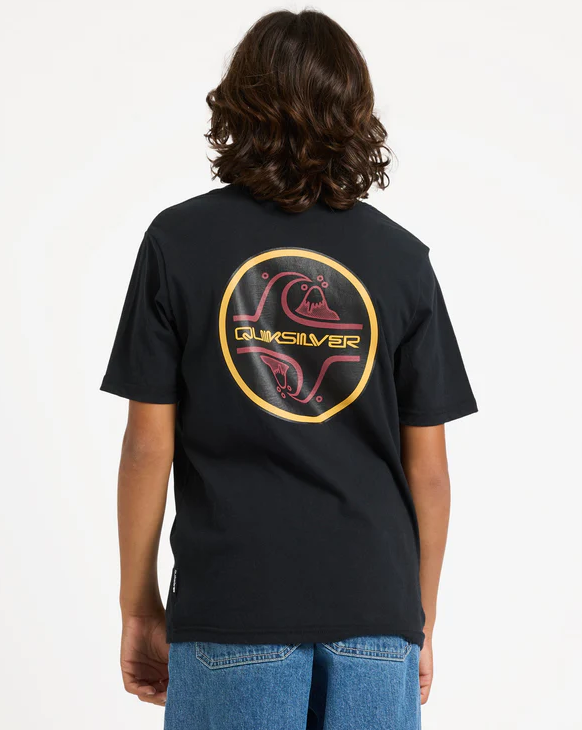 Quiksilver Youth Sequal SS Tee in black on model from rear