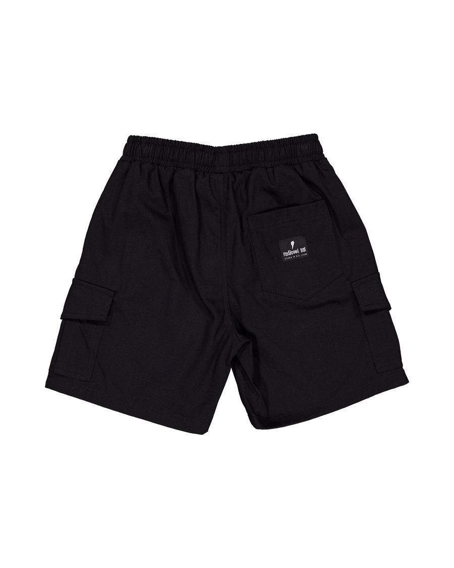 Radicool Kids Skater Boys Cargo Shorts in black from rear