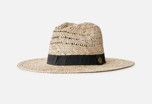 Rip Curl Salty Straw Panama Hat in natural with black band
