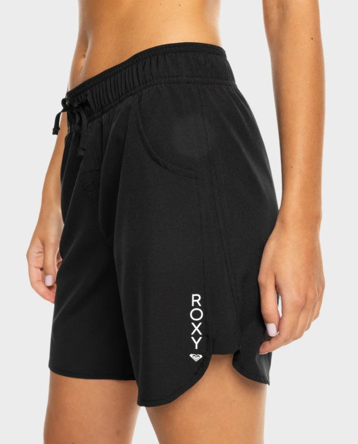Roxy Wave 7 Inch Womens Boardshorts in black from side