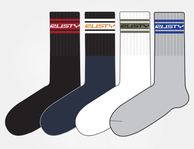 Rusty Pit Crew Mid Calf 4-Sock Pack in multi colour