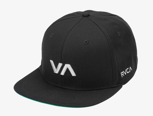 RVCA VA Infield Snapback Cap in black from front