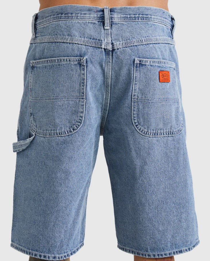 RVCA Americana 22" Denim Shorts in broken blue wash from rear