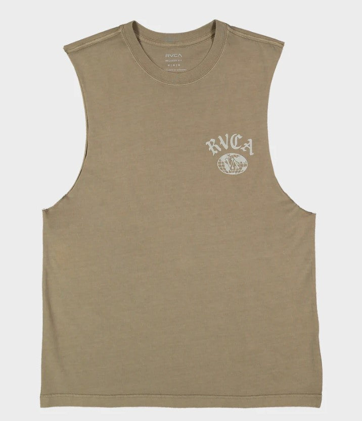 RVCA Worldwide Muscle in coyote colourway from front