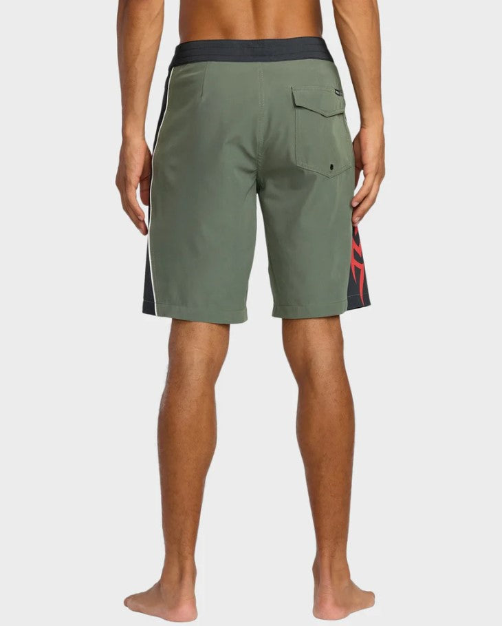 RVCA Retract 20" Boardshorts in olive from the rear