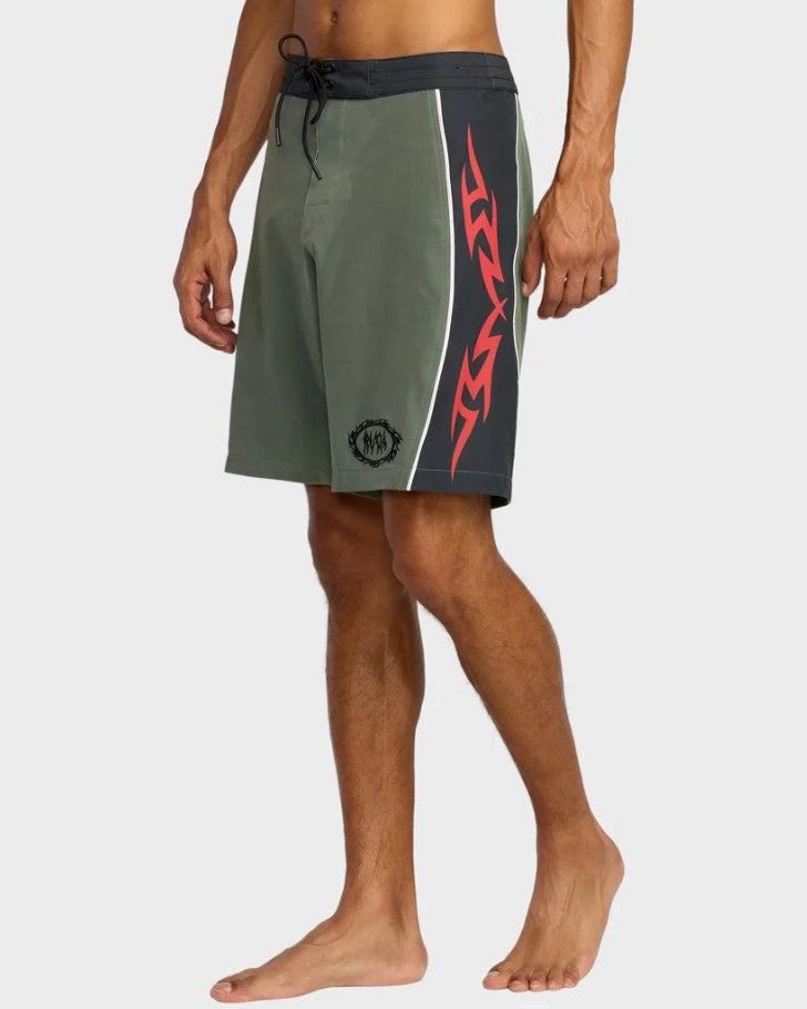 RVCA Retract 20" Boardshorts in olive form the side