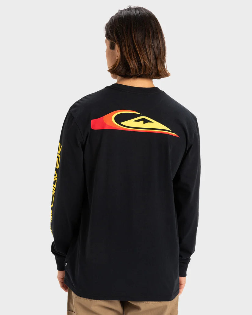 Quiksilver Warp Drive LS Mens Tee in colour black on model back veiw