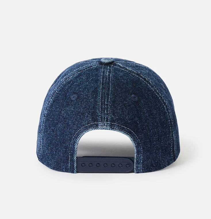 Rip Curl Archive Globe Snapback Cap in navy denim from back
