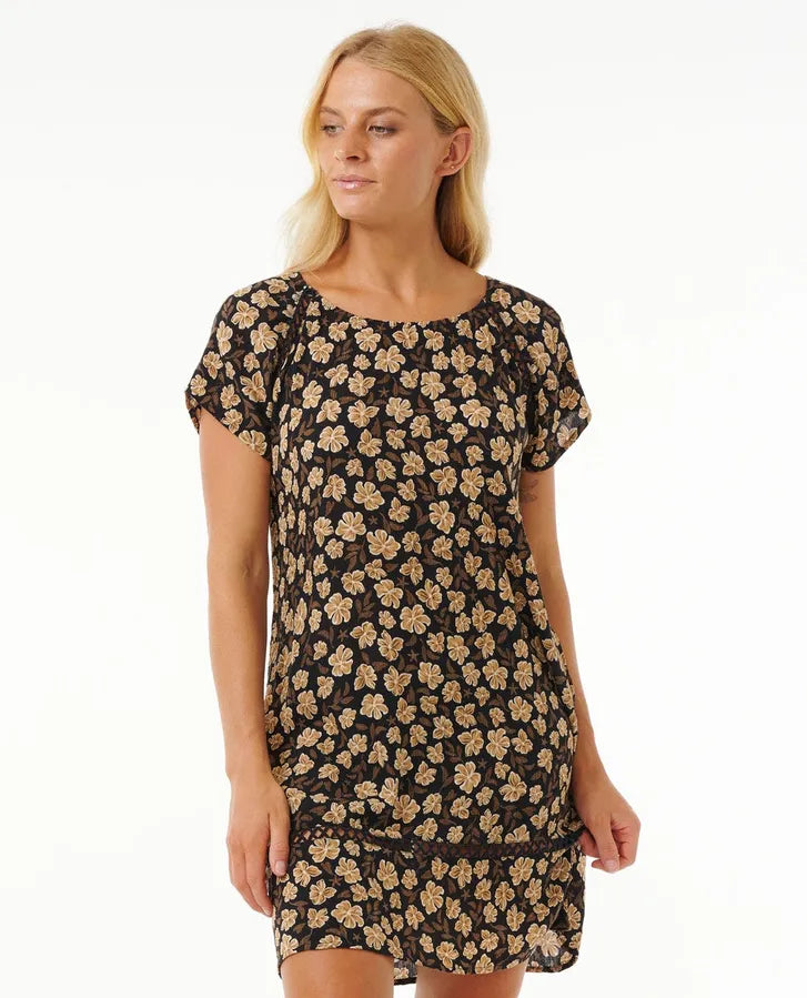 Ripcurl Soleil Shift Dress in black front veiw