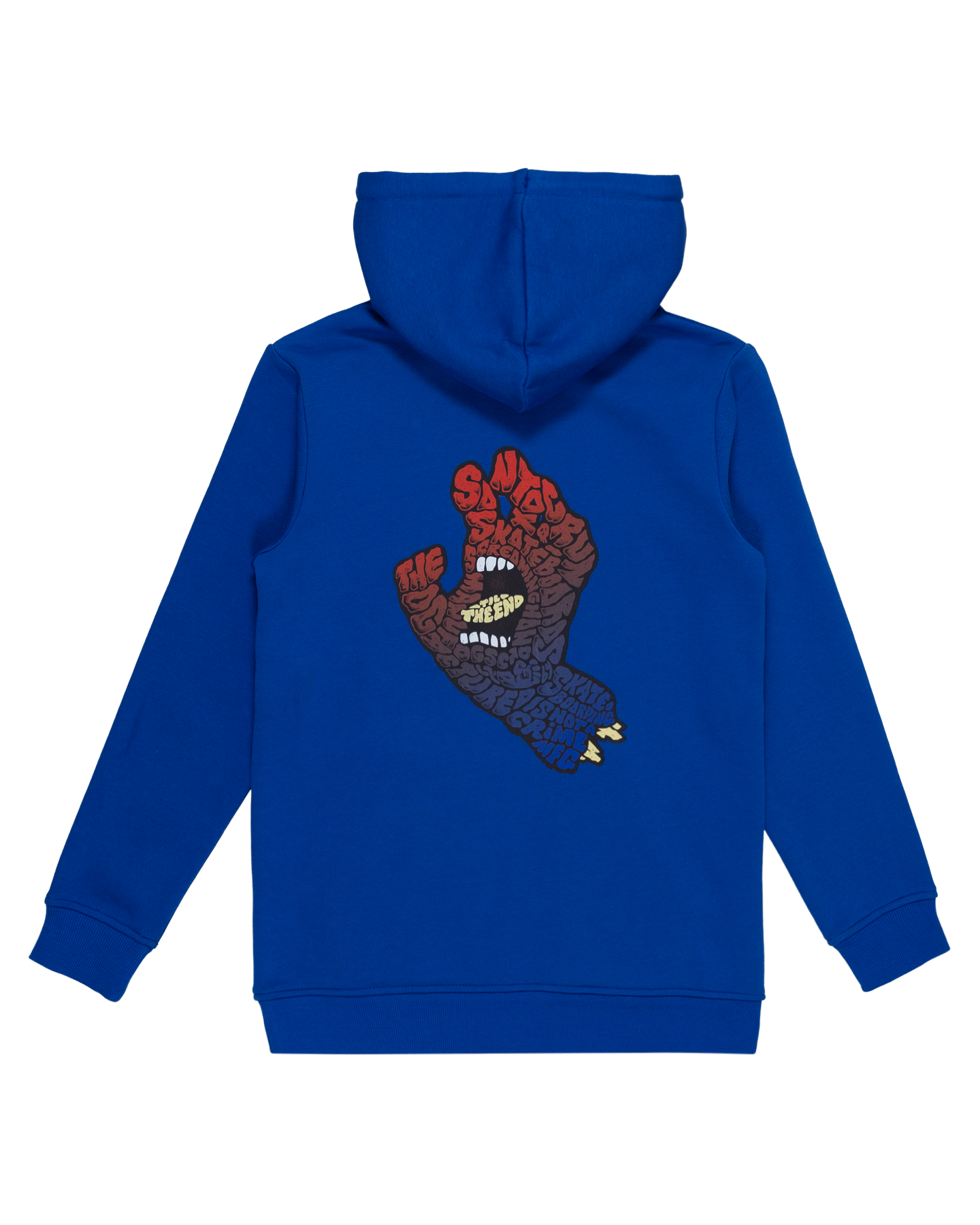 Santa Cruz Youth Letter Hand Fade Hoodie in cobalt blue from rear with print on back