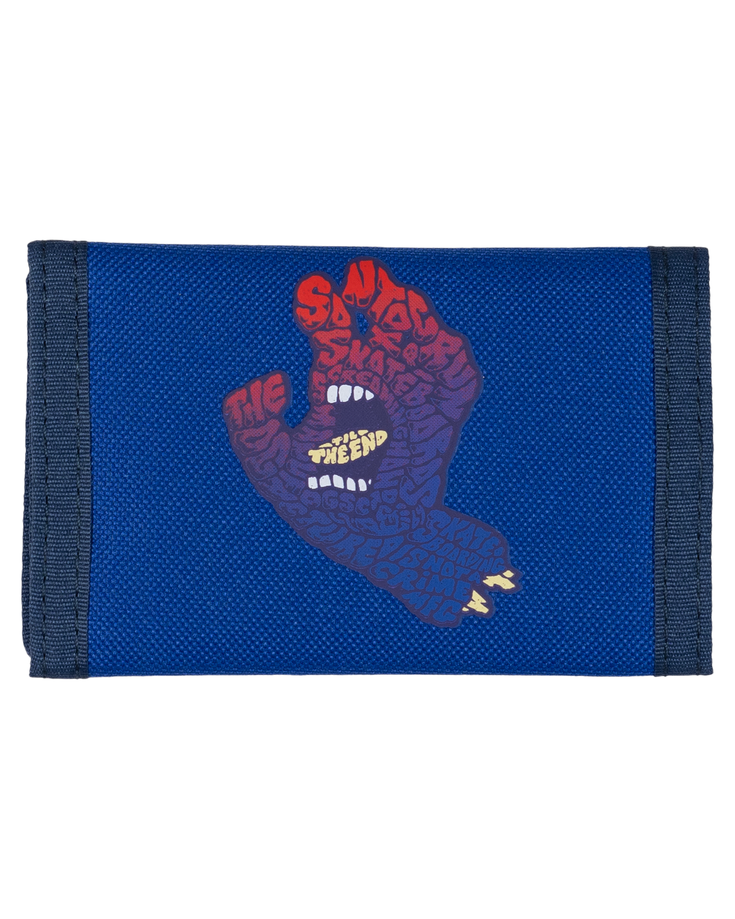 Santa Cruz Letter Hand Fade Velcro Wallet in blue from front