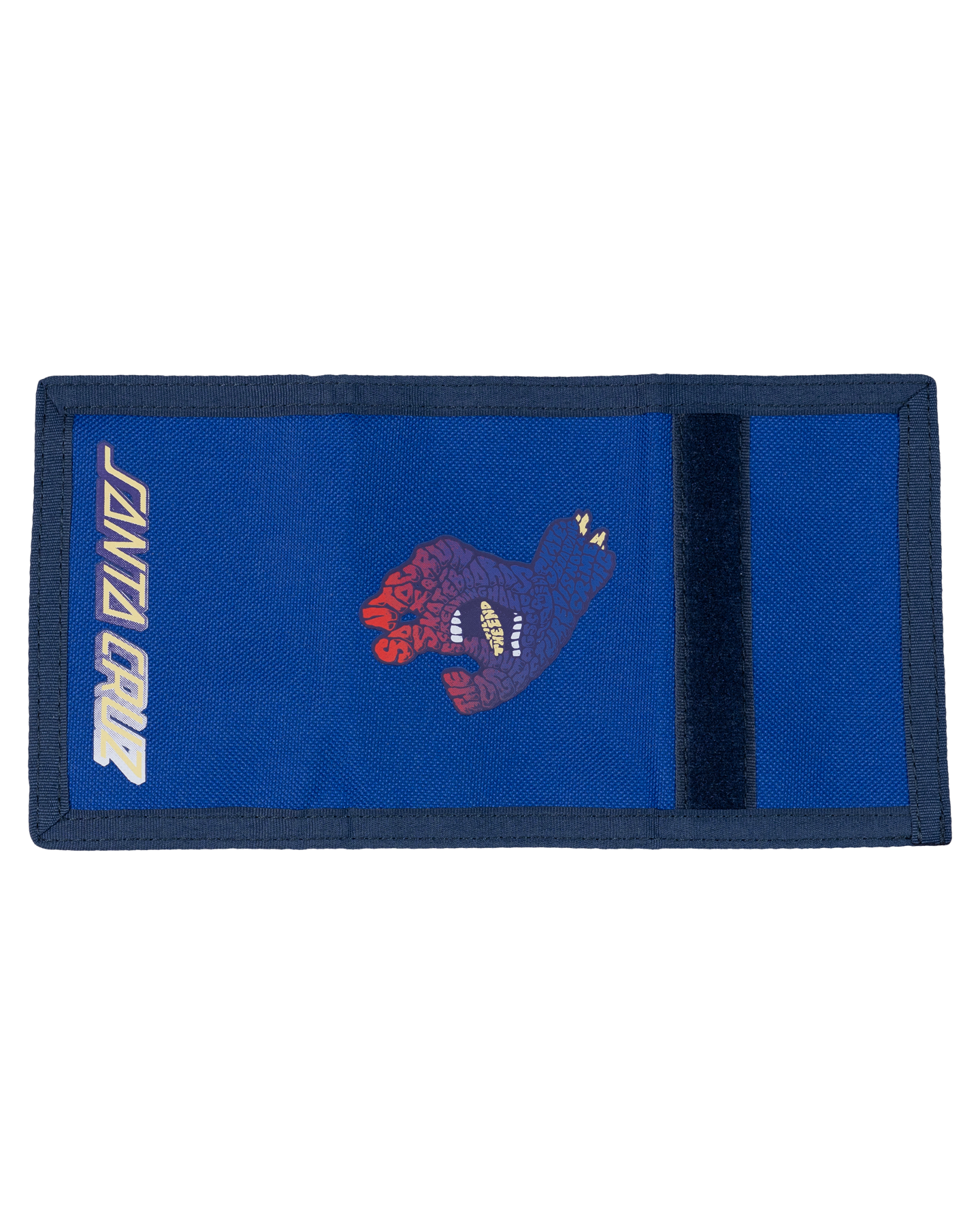 Santa Cruz Letter Hand Fade Velcro Wallet in blue opened up