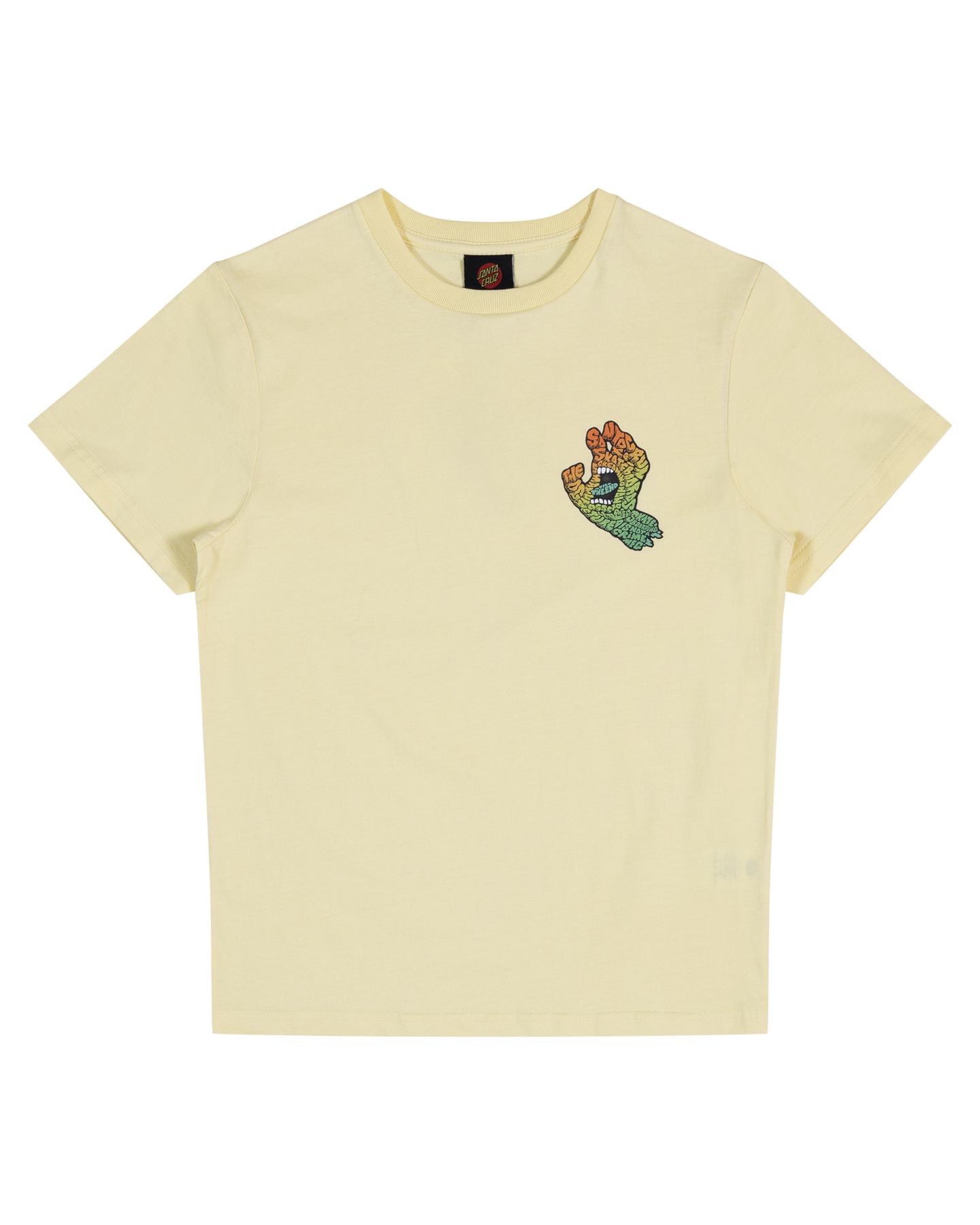 Santa Cruz Youth Letter Hand Fade T-Shirt in butter from front