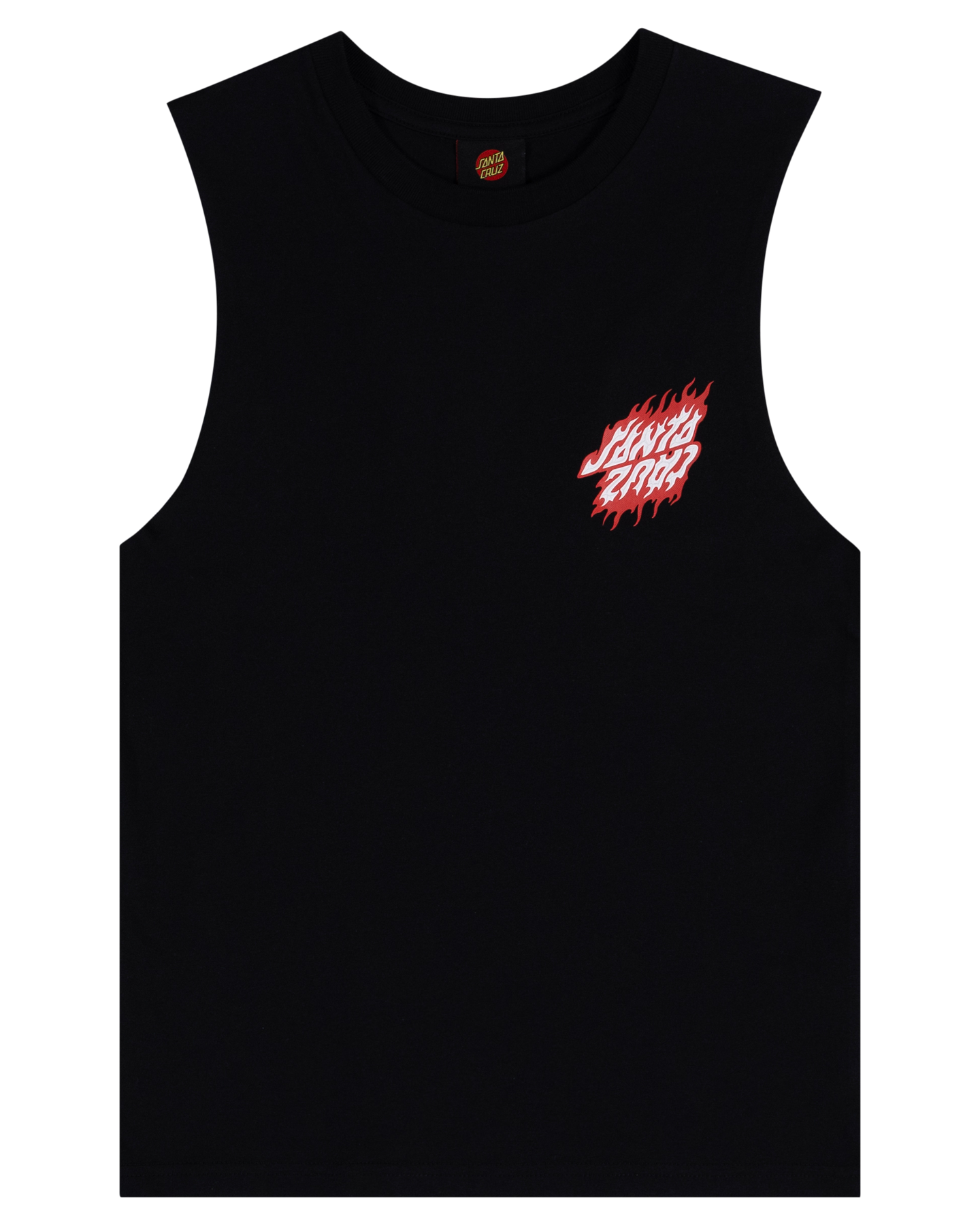 Santa Cruz Flamed Dot Upside Down Muscle in black from front