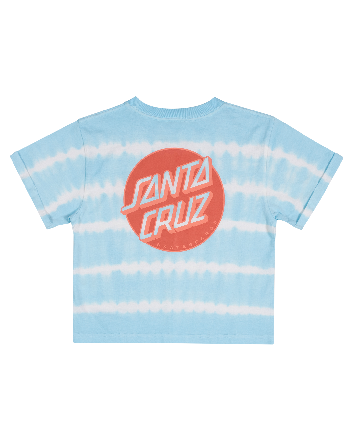 Santa Cruz Girls Other Dot Redux Crop T-Shirt in tie dye from rear