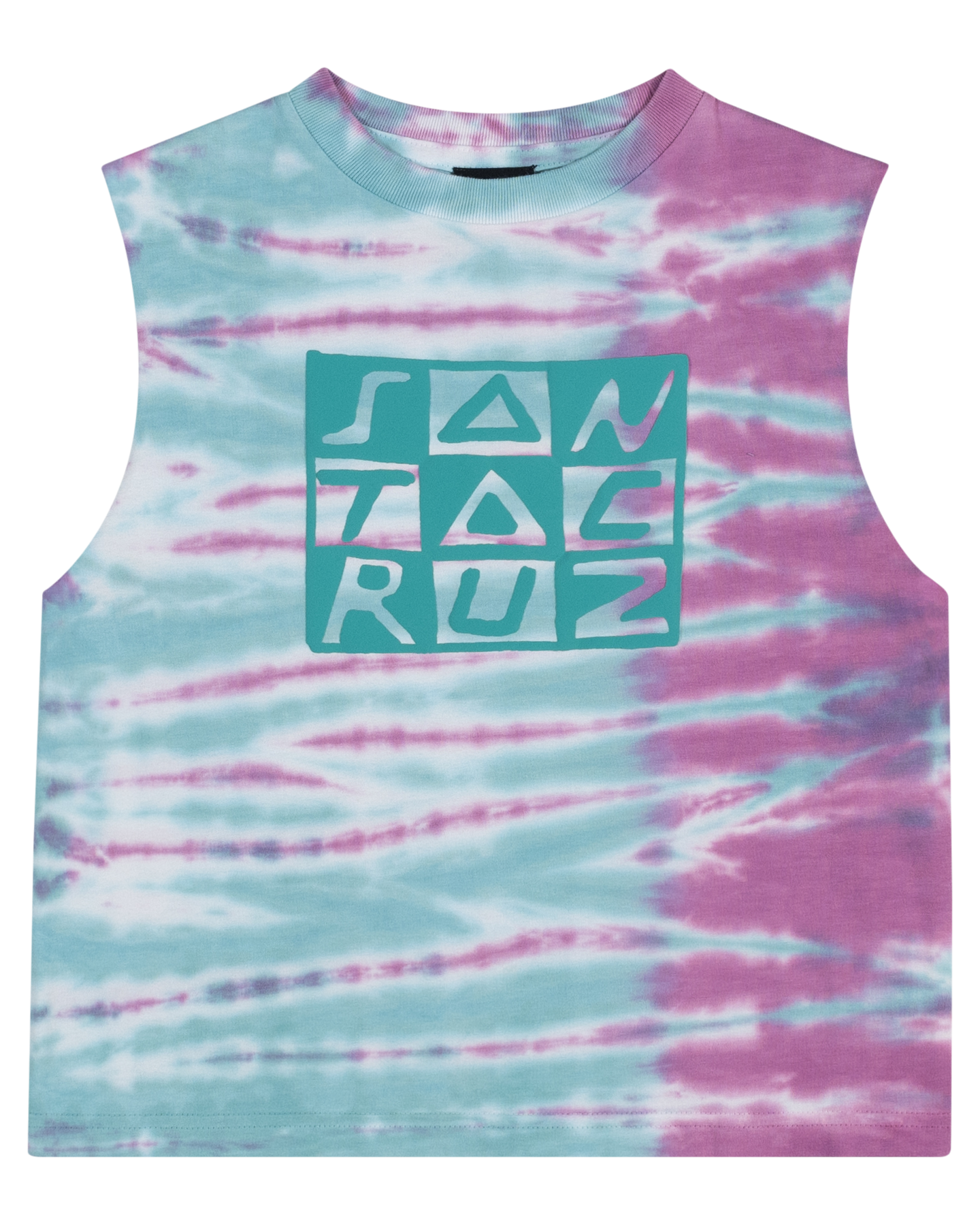 Santa Cruz Checker Block Front Girls Muscle in tiew dye from front