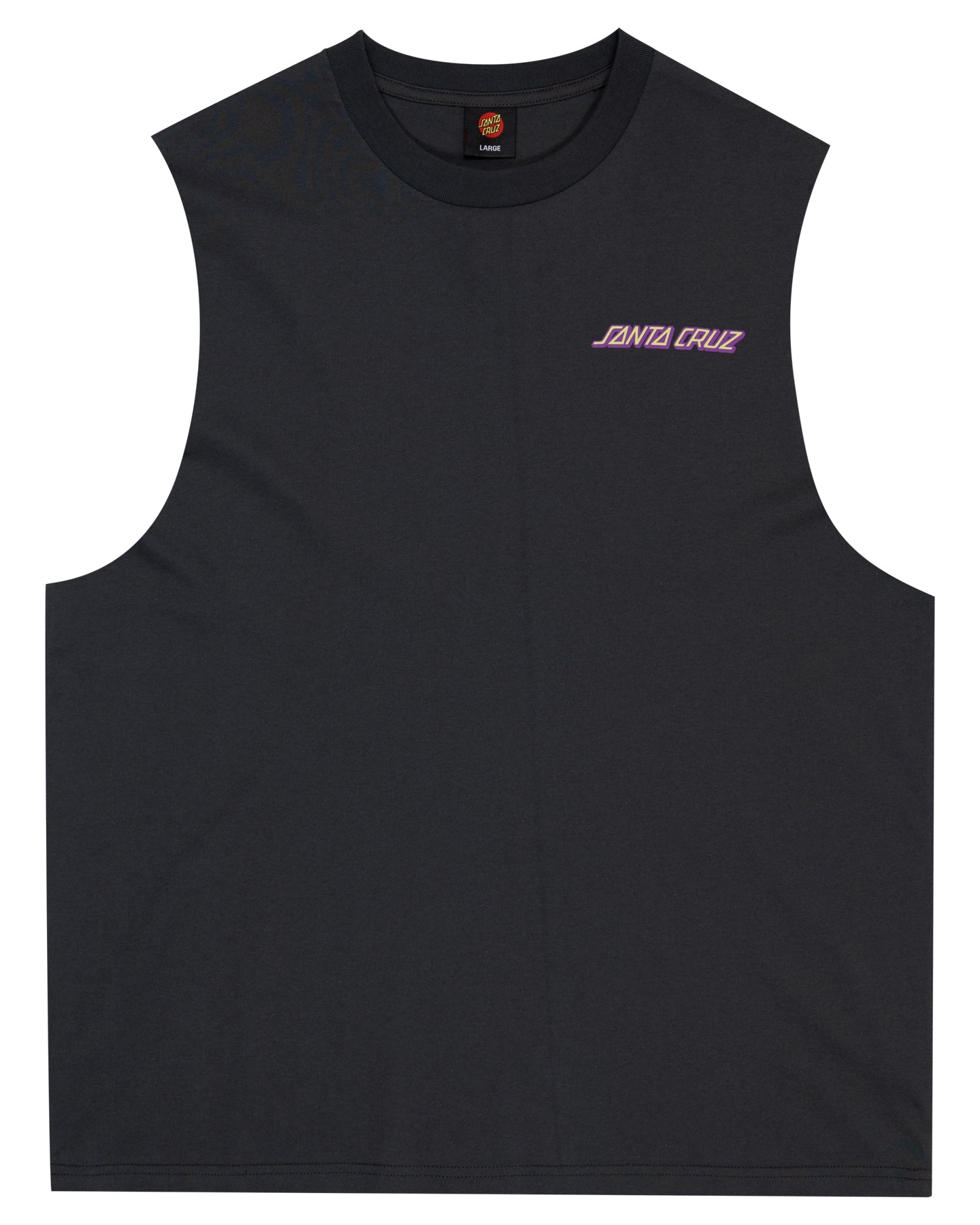 Santa Cruz Screaming Hand Strip Chest Muscle in washed black showing front view