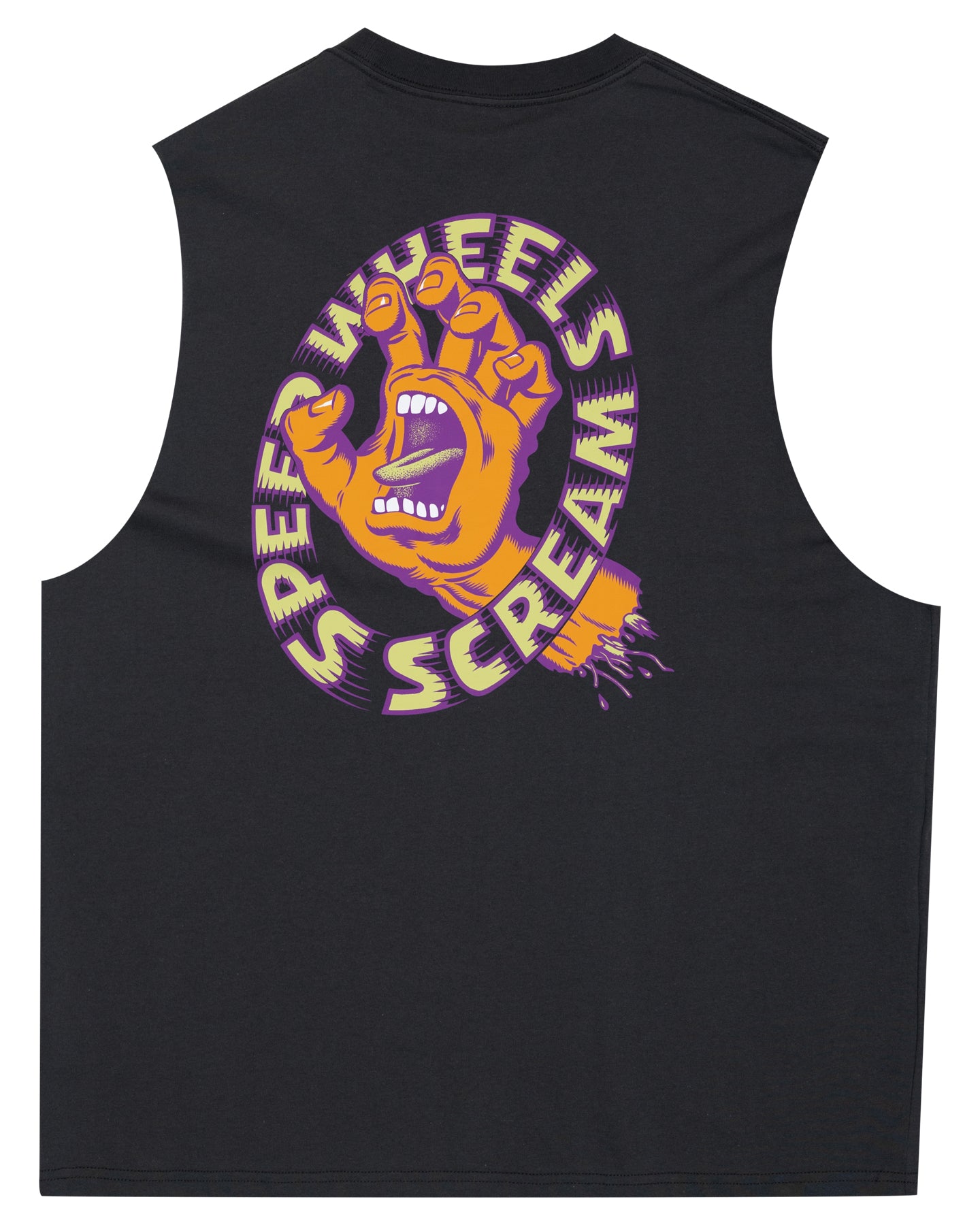 Santa Cruz Screaming Hand Strip Chest Muscle in washed black showing back view