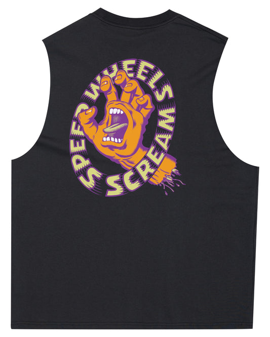 Santa Cruz Screaming Hand Strip Chest Muscle in washed black showing back view