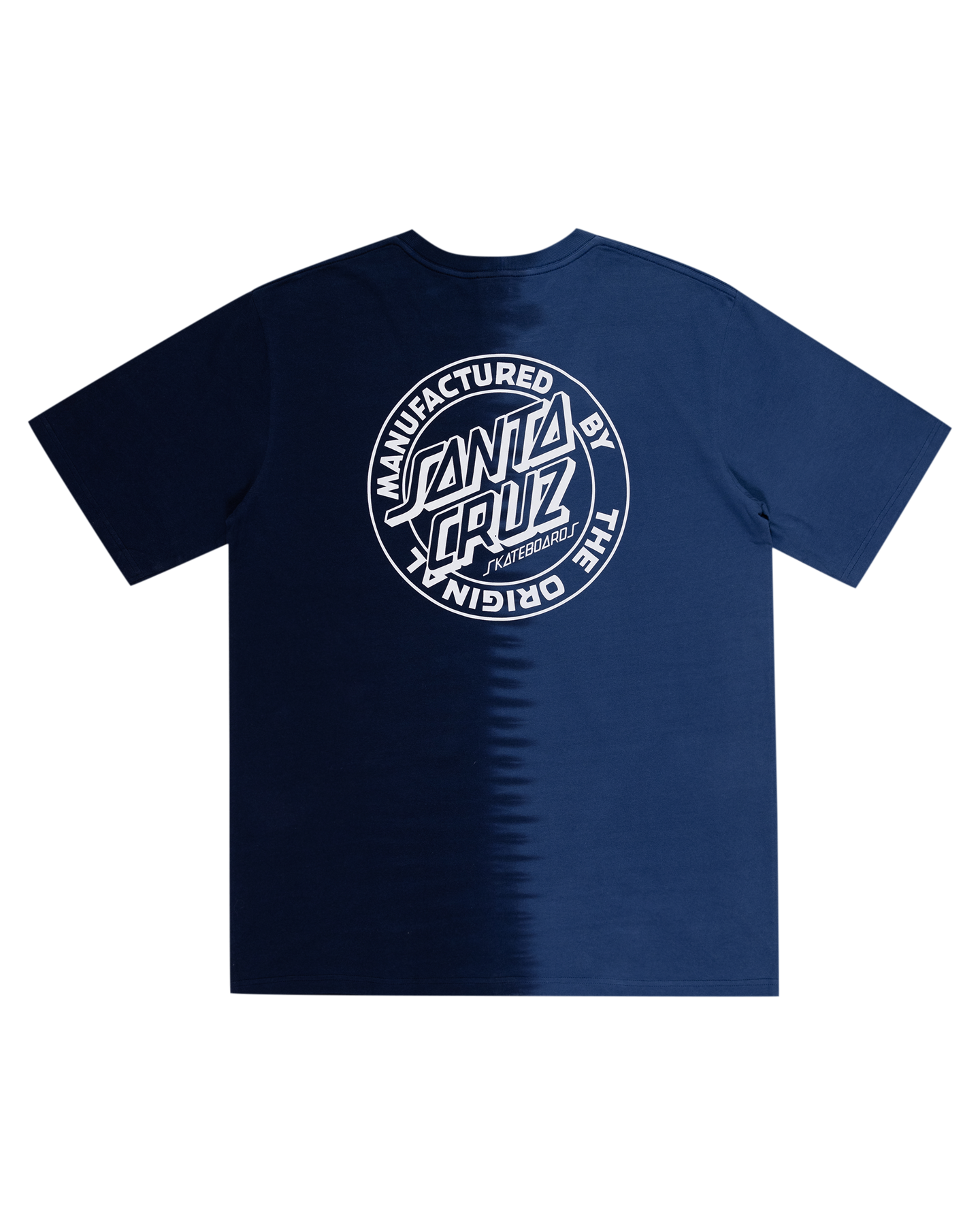 Santa Cruz MFG Dot Mens T-Shirt in blue and navy tie dye from rear