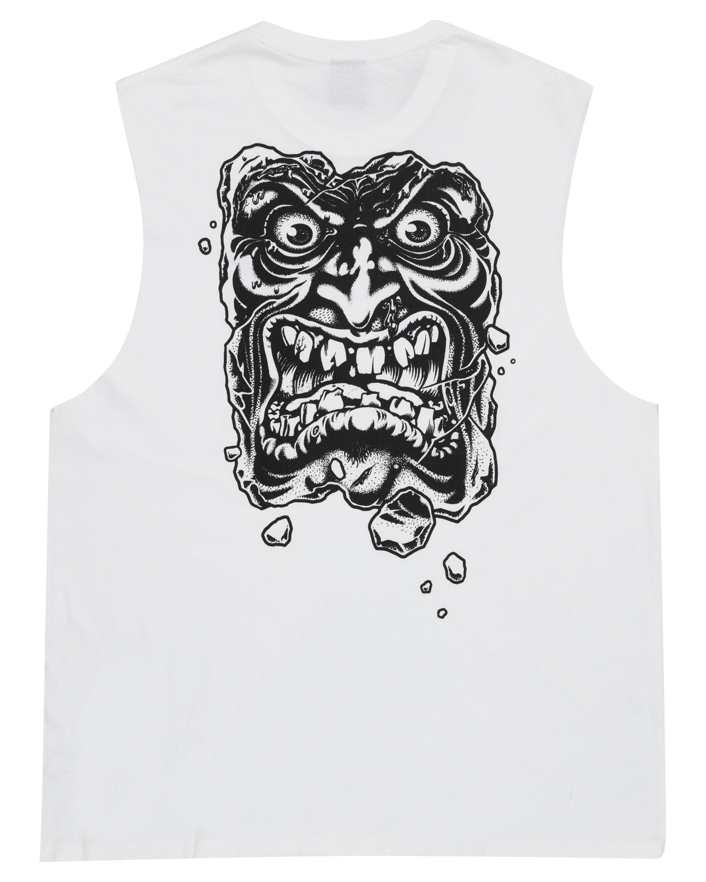 Santa Cruz OS Roskopp Destruct Face Mono Muscle in white showing back Roskopp graphics