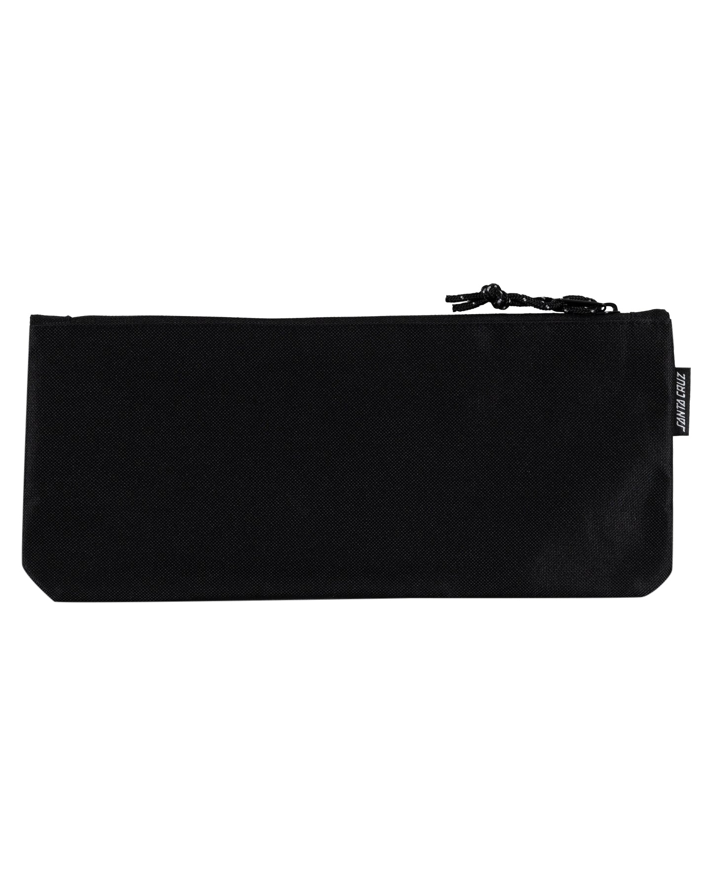 Black pouch with a zipper on a white background