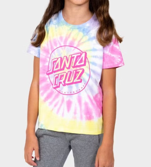 Santa Cruz Opus Dot Front Tie Dye Girls Tee SS Crew WIN24