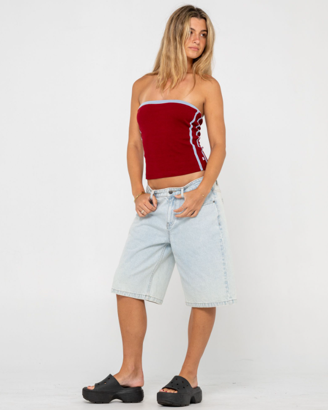 Rusty Bethany Baggy Low Rise Denim Shorts - Sum25