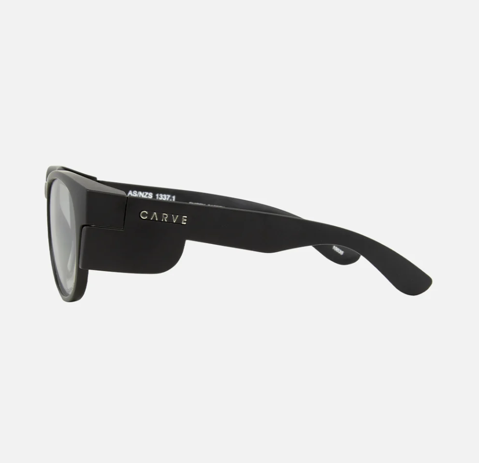 Carve Chippy Matte Black/Grey Clear Safety Sunglasses from the side