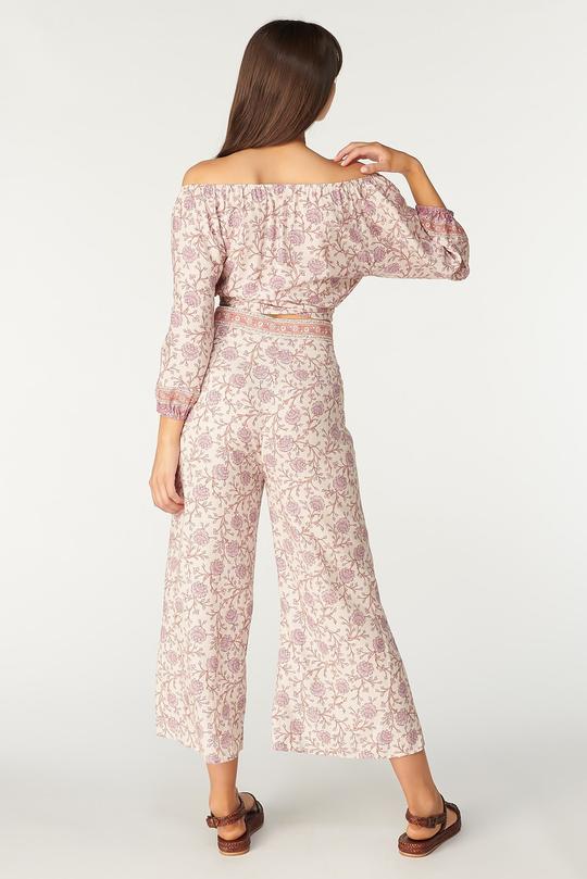 Win21 TIGERLILY AURORA ADORA FLARE PANTboho flowly cropped pants with white and purple back